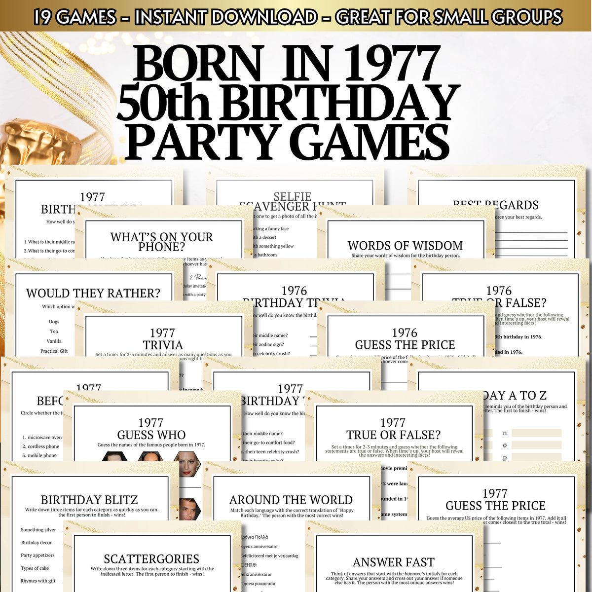 50th Birthday Party Games - Born in 1977