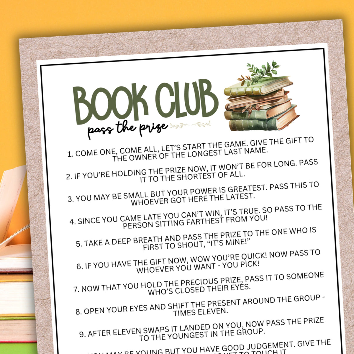 Book Club Pass The Prize