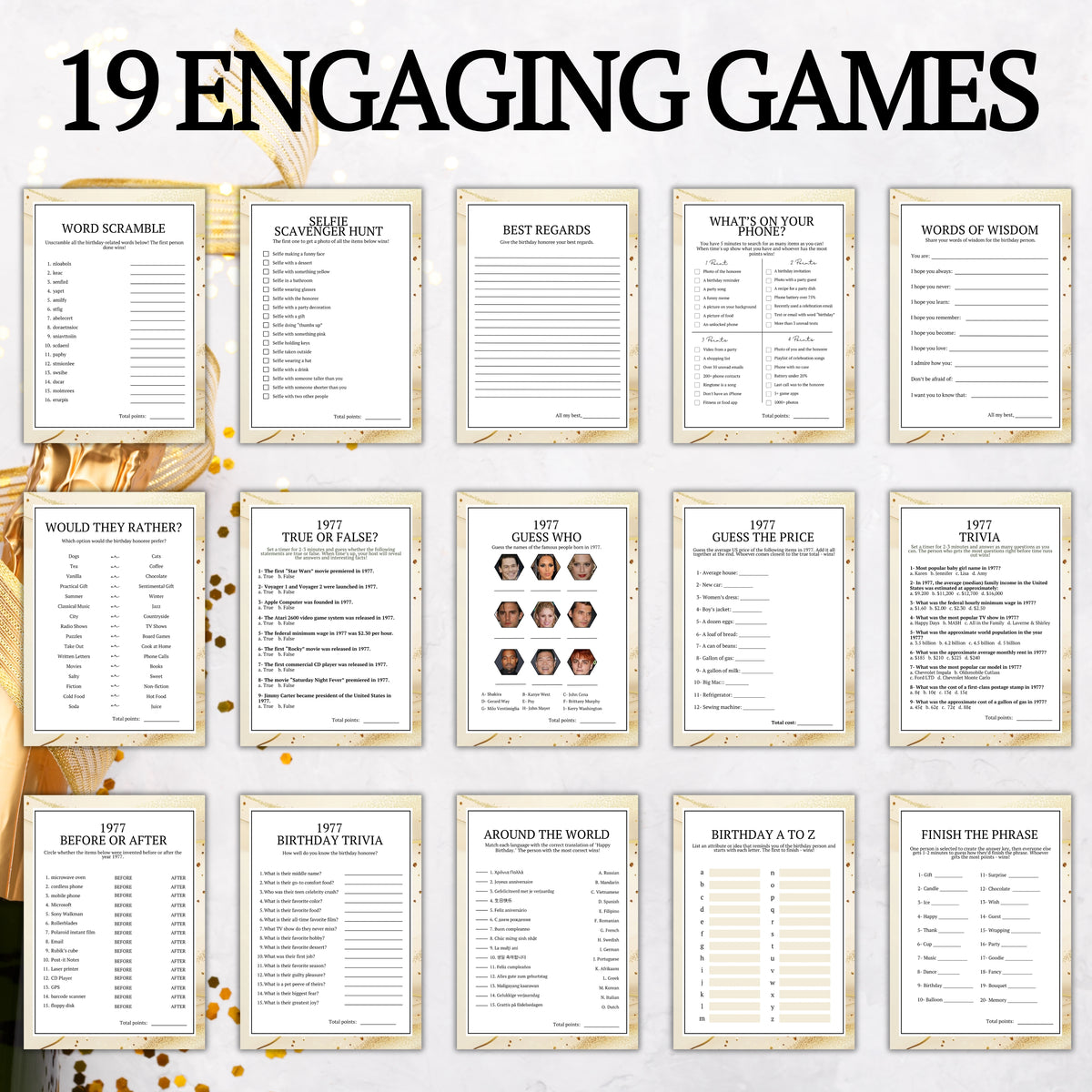 50th Birthday Party Games - Born in 1977