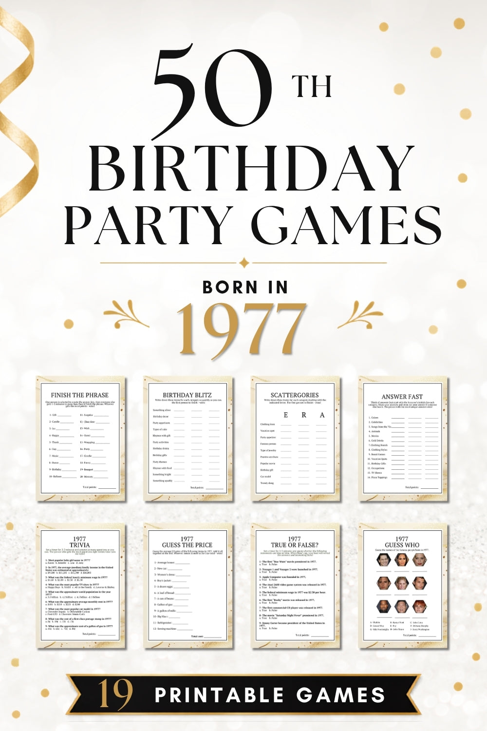 50th Birthday Party Games - Born in 1977
